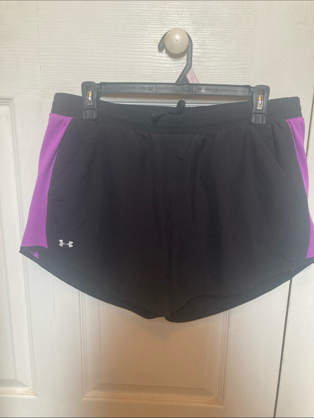 Under Armour Black and Purple Women's Athletic Running Shorts. Size L